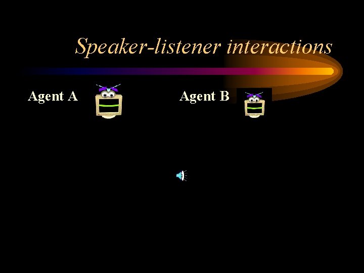 Speaker-listener interactions Agent A Agent B 