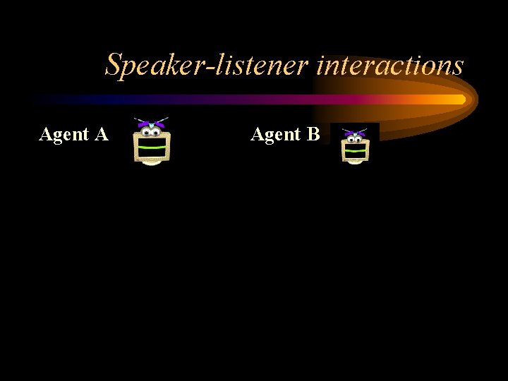 Speaker-listener interactions Agent A Agent B 