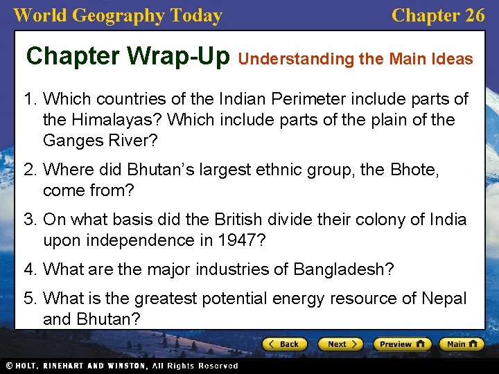 World Geography Today Chapter 26 Chapter Wrap-Up Understanding the Main Ideas 1. Which countries World Geography Today Chapter 26 Chapter Wrap-Up Understanding the Main Ideas 1. Which countries
