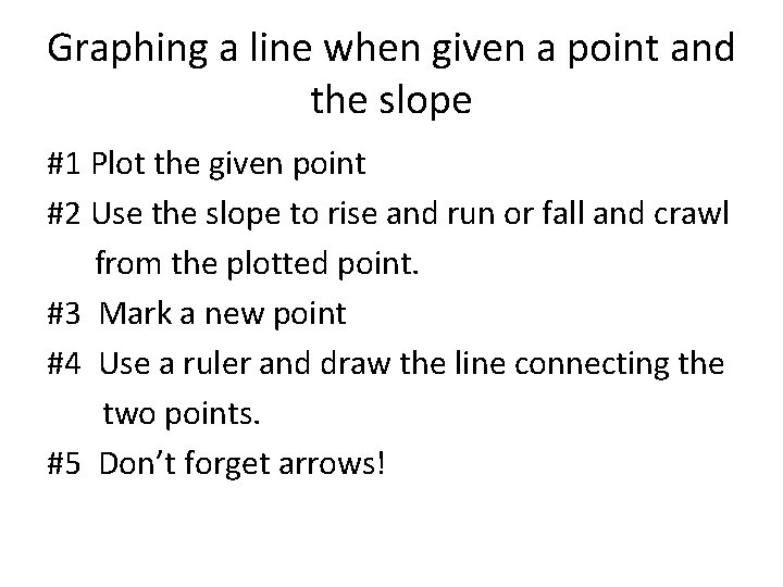 Graphing a line when given a point and the slope #1 Plot the given