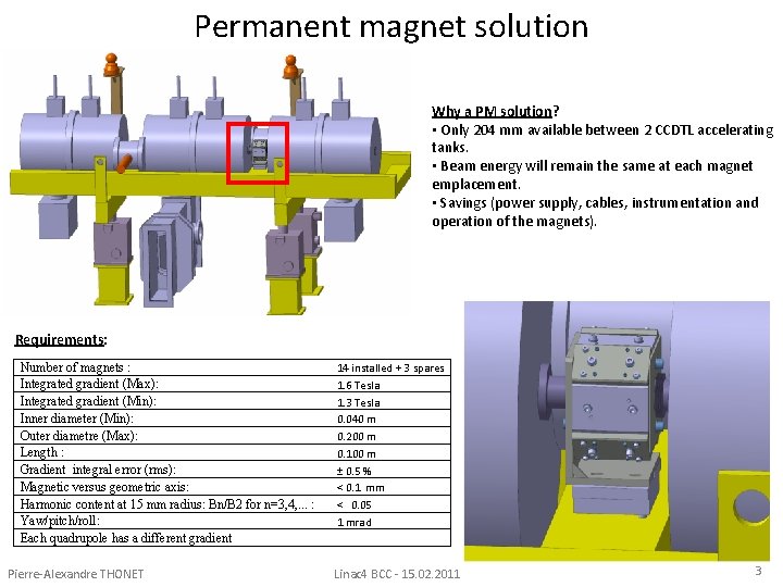 Permanent magnet solution Why a PM solution? • Only 204 mm available between 2