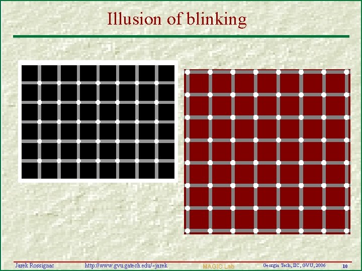 Illusion of blinking Jarek Rossignac http: //www. gvu. gatech. edu/~jarek MAGIC Lab Georgia Tech,