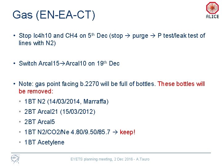 Gas (EN-EA-CT) • Stop Ic 4 h 10 and CH 4 on 5 th