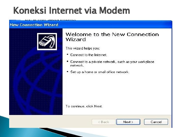 Koneksi Internet via Modem 