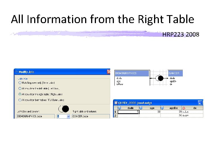 All Information from the Right Table HRP 223 2008 