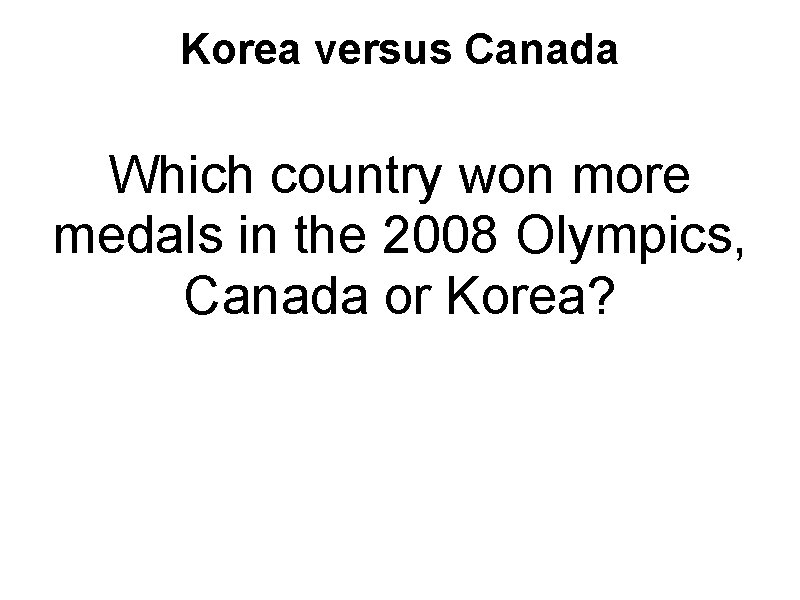 Korea versus Canada Which country won more medals in the 2008 Olympics, Canada or