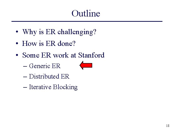 Outline • Why is ER challenging? • How is ER done? • Some ER