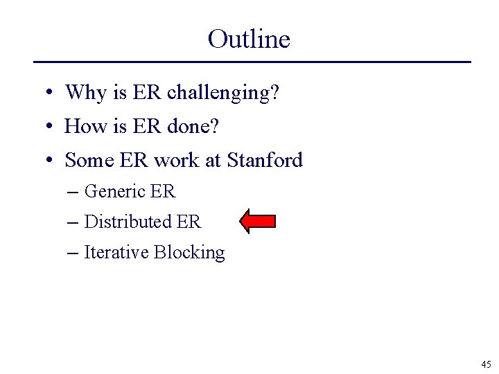 Outline • Why is ER challenging? • How is ER done? • Some ER