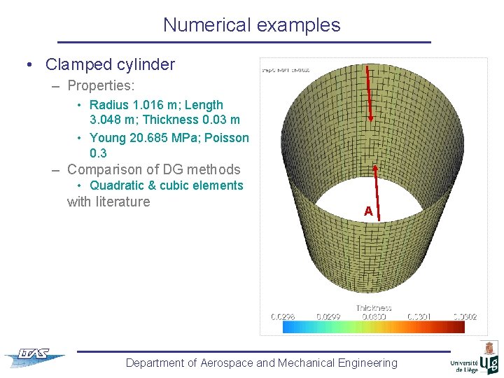 Numerical examples • Clamped cylinder – Properties: • Radius 1. 016 m; Length 3.