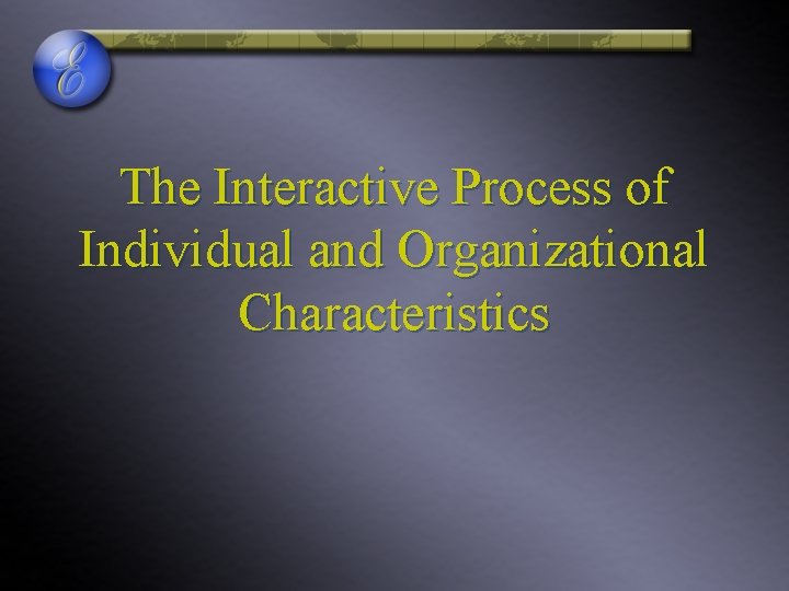 The Interactive Process of Individual and Organizational Characteristics 