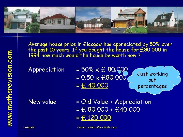 www. mathsrevision. com Average house price in Glasgow has appreciated by 50% over the