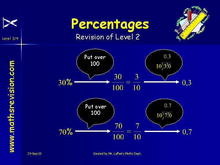 Percentages Revision of Level 2 www. mathsrevision. com Level 3/4 29 -Sep-20 Put over