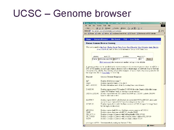 UCSC – Genome browser 