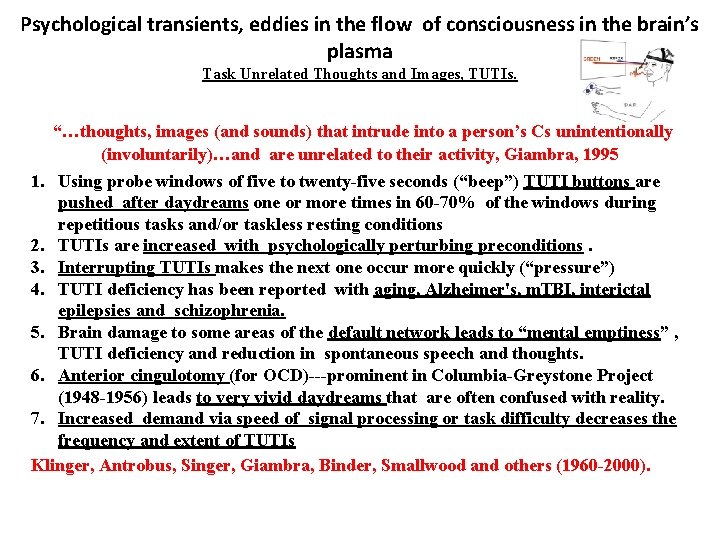 Psychological transients, eddies in the flow of consciousness in the brain’s plasma Task Unrelated