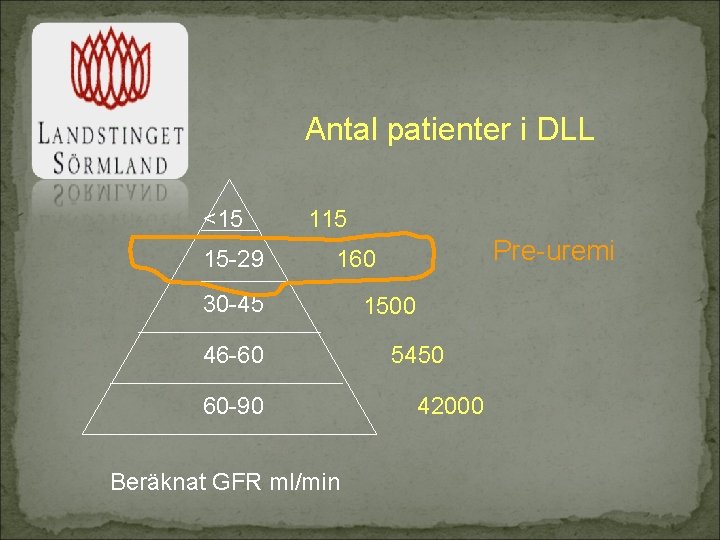 Antal patienter i DLL <15 15 -29 115 Pre-uremi 160 30 -45 46 -60