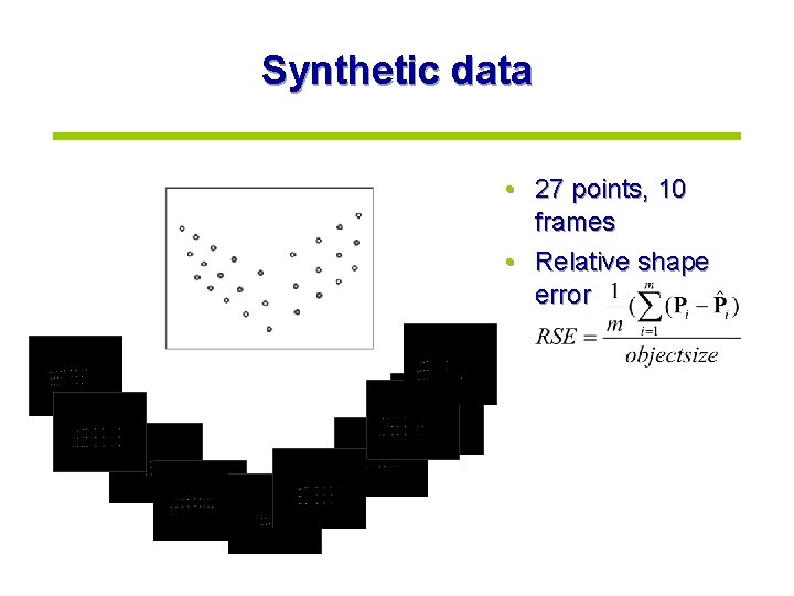 Synthetic data • 27 points, 10 frames • Relative shape error 