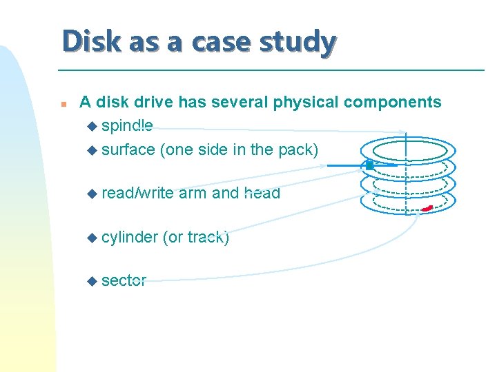 Disk as a case study n A disk drive has several physical components u Disk as a case study n A disk drive has several physical components u