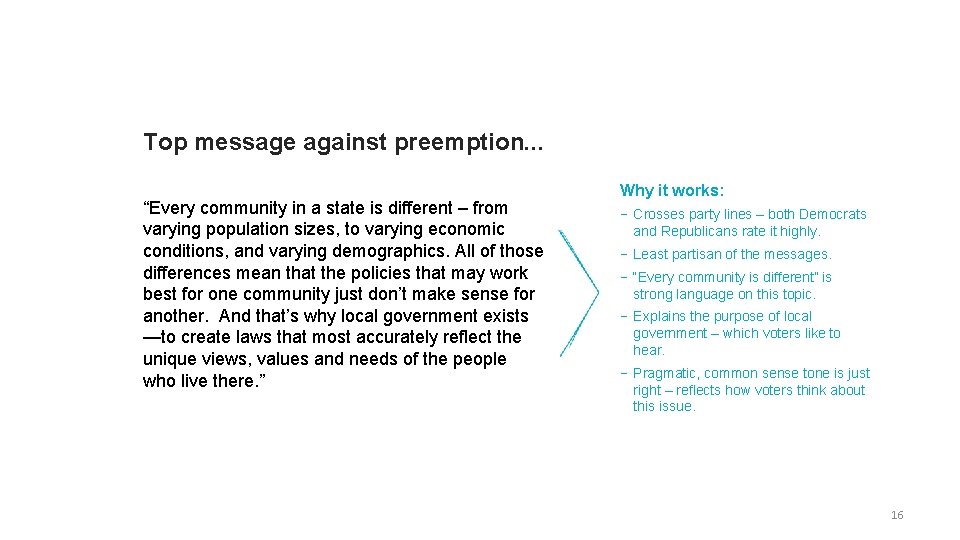 Top message against preemption. . . “Every community in a state is different –