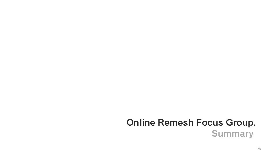 Online Remesh Focus Group. Summary 28 