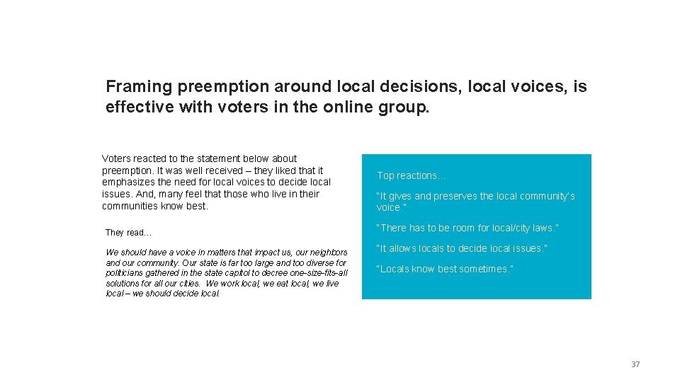 Framing preemption around local decisions, local voices, is effective with voters in the online