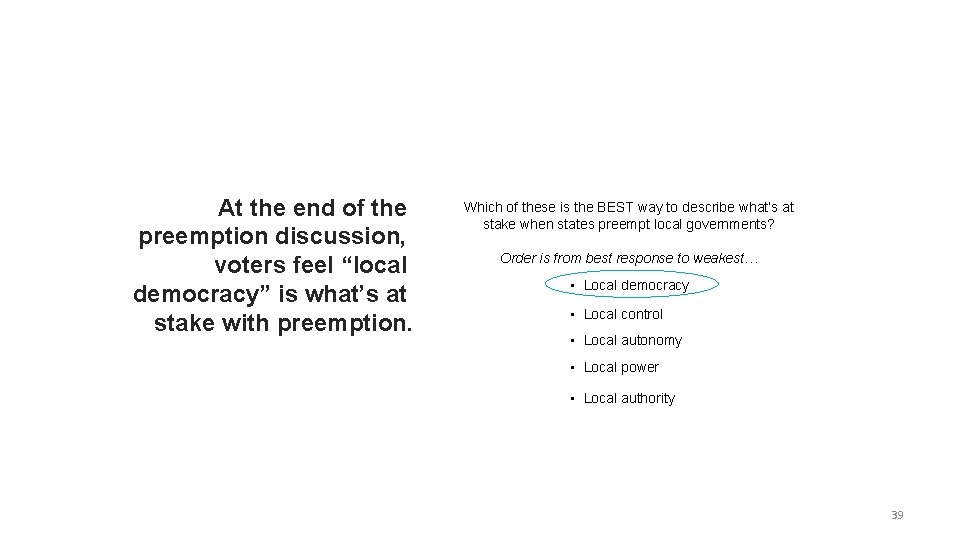 At the end of the preemption discussion, voters feel “local democracy” is what’s at