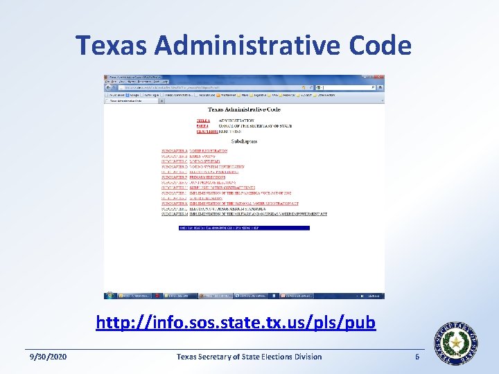 Texas Administrative Code http: //info. sos. state. tx. us/pls/pub 9/30/2020 Texas Secretary of State