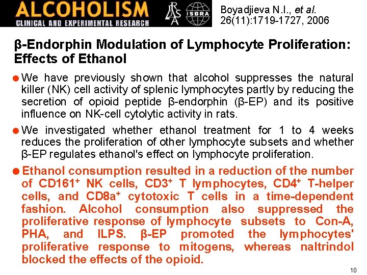 Boyadjieva N. I. , et al. 26(11): 1719 -1727, 2006 β-Endorphin Modulation of Lymphocyte