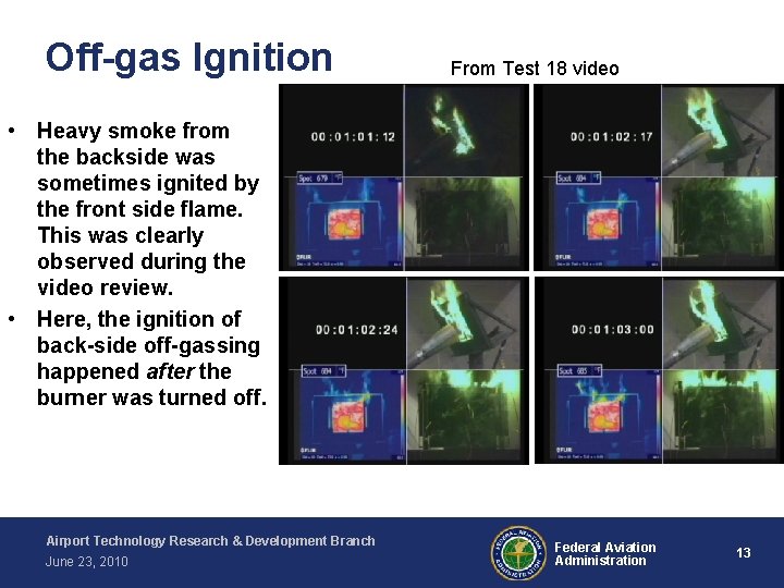 Off-gas Ignition From Test 18 video • Heavy smoke from the backside was sometimes