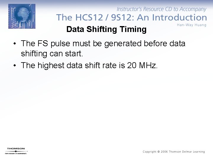 Data Shifting Timing • The FS pulse must be generated before data shifting can
