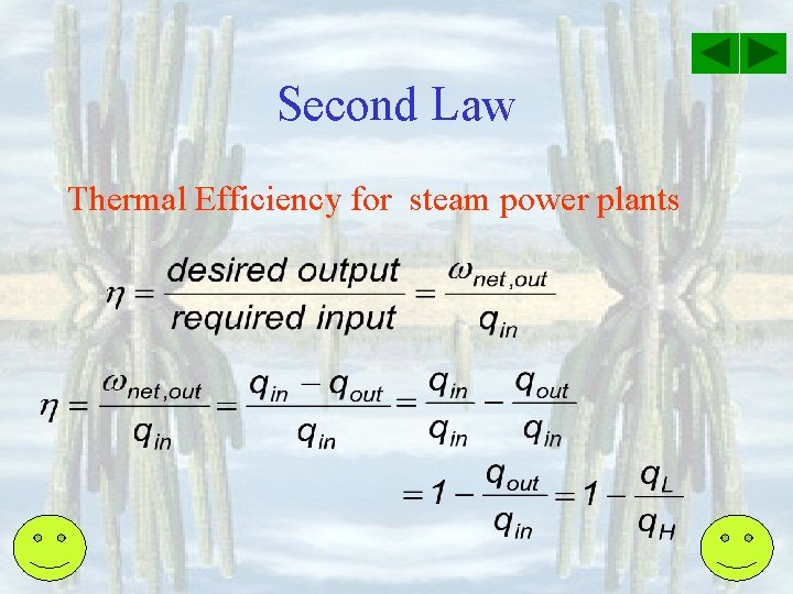 Second Law Thermal Efficiency for steam power plants 