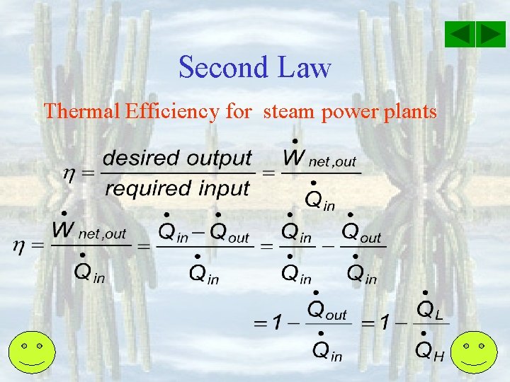 Second Law Thermal Efficiency for steam power plants 