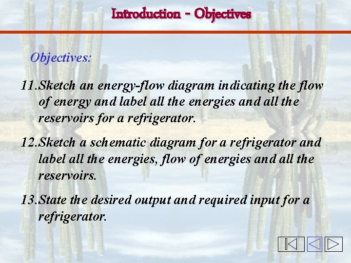 Introduction - Objectives: 11. Sketch an energy-flow diagram indicating the flow of energy and