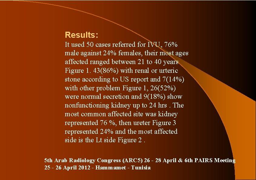 Results: It used 50 cases referred for IVU, 76% male against 24% females, their