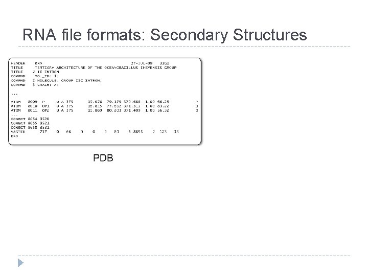 RNA file formats: Secondary Structures 