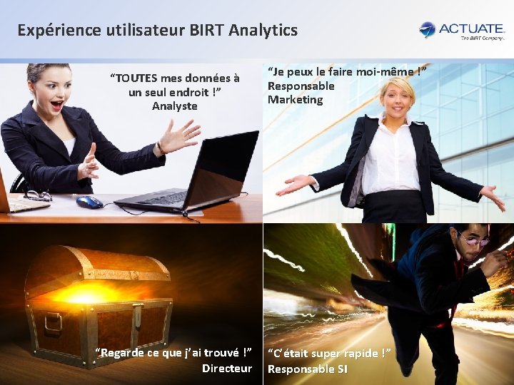 Expérience utilisateur BIRT Analytics “TOUTES mes données à un seul endroit !” Analyste 14
