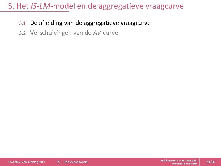 5. Het IS-LM-model en de aggregatieve vraagcurve De afleiding van de aggregatieve vraagcurve 5.