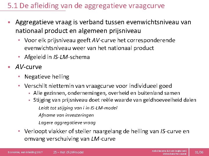 5. 1 De afleiding van de aggregatieve vraagcurve § Aggregatieve vraag is verband tussen