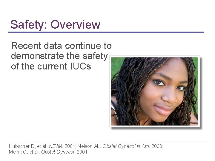 Safety: Overview Recent data continue to demonstrate the safety of the current IUCs Hubacher Safety: Overview Recent data continue to demonstrate the safety of the current IUCs Hubacher