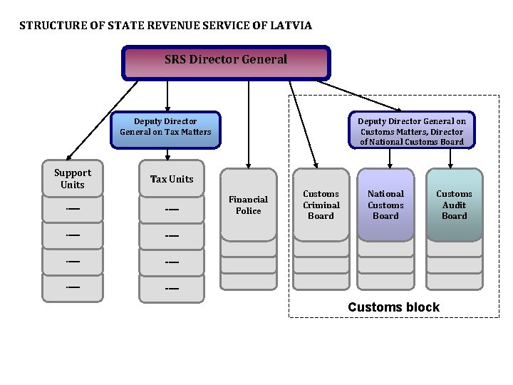 STRUCTURE OF STATE REVENUE SERVICE OF LATVIA SRS Director General Deputy Director General on