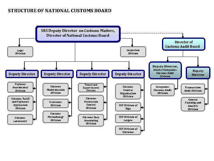 STRUCTURE OF NATIONAL CUSTOMS BOARD SRS Deputy Director on Customs Matters, Director of National