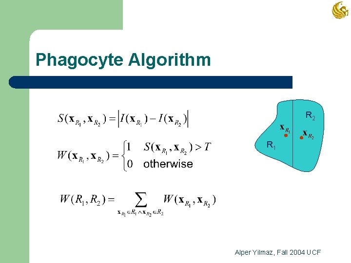 Phagocyte Algorithm R 2 R 1 Alper Yilmaz, Fall 2004 UCF 