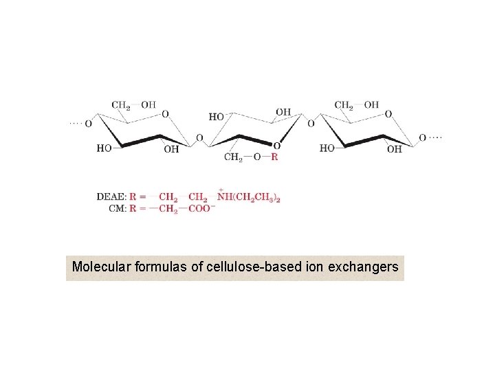 Molecular formulas of cellulose-based ion exchangers 