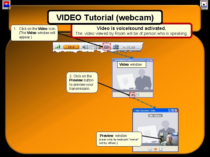 VIDEO Tutorial (webcam) Media Bar Tutorial 1. Click on the Video icon. (The Video