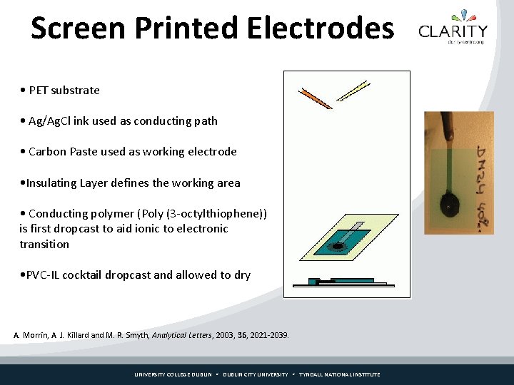 Screen Printed Electrodes • PET substrate • Ag/Ag. Cl ink used as conducting path