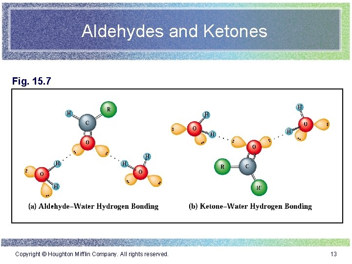 Aldehydes and Ketones Fig. 15. 7 Copyright © Houghton Mifflin Company. All rights reserved.
