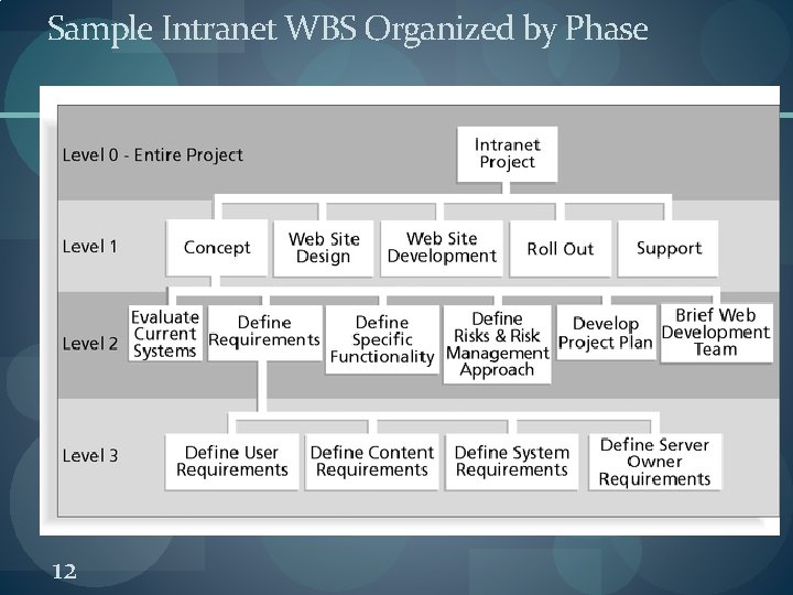 Sample Intranet WBS Organized by Phase 12 