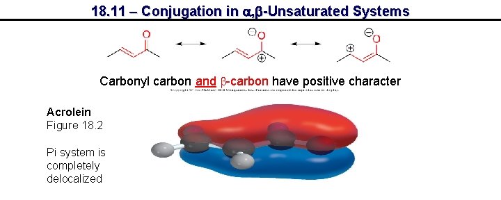 18. 11 – Conjugation in a, b-Unsaturated Systems Carbonyl carbon and b-carbon have positive