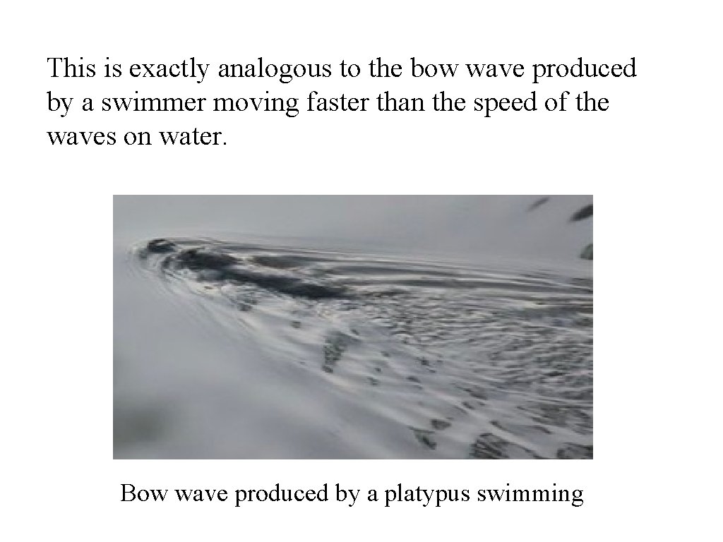This is exactly analogous to the bow wave produced by a swimmer moving faster