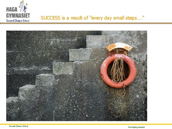  SUCCESS is a result of ”every day small steps…. ” Second Chance School