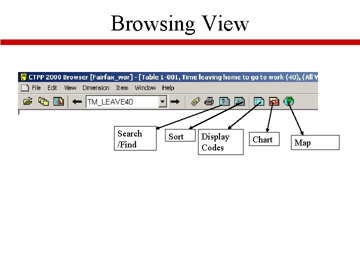 Browsing View Search /Find Sort Display Codes Chart Map 